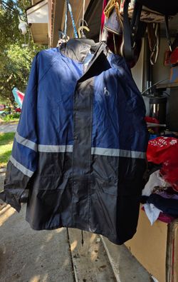 Blue men's raincoat