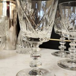 Vinatge Crystal Stemware Rock Sharpe Olive And Cross