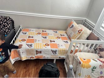 Twin metal white bed