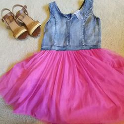 Hot Pink and blue jean dress