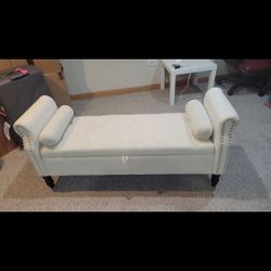 New Pearl White Velvet Ottoman  With Storage $150