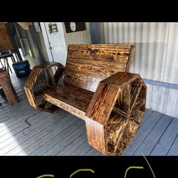 Rustic Wooden Bench & Ice Chest! 