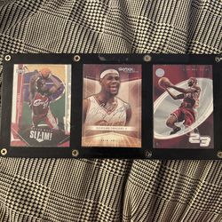 LeBron James basketball cards, three card collection