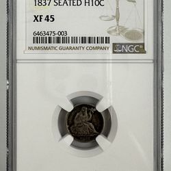 1837 Seated Liberty Half Dime XF 45 NGC Graded 