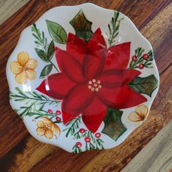 HOME Brand Soup Bowl 7  7/8" dia. Poinsettia Design 