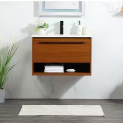 Wall Hung Vanity with Faucet & Vanity Light - NIB 