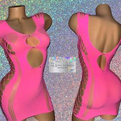 {EXOTIC DANCE/ CLUB/ RAVE WEAR}: PINK DRESS WITH RHINESTONES