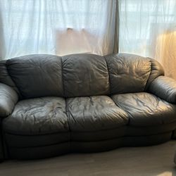 Grey Leather Sofa Set 
