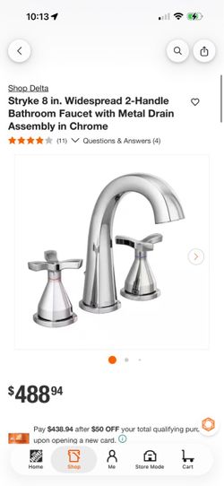 Delta Stryke 8 in. Widespread 2-Handle Bathroom Faucet with Metal Drain Assembly in Chrome