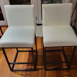 White Faux Leather Counter Height Chair (Set of 2 )