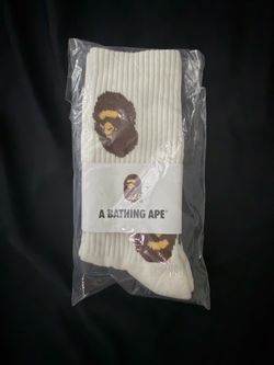 White Bape socks with Brown Bape Logo all around
