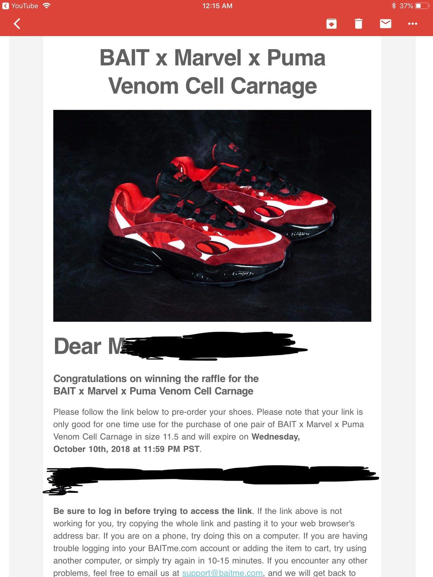 psicología pronto jugo Bait X Marvel X puma cell venom carnage for Sale in Parkland, FL - OfferUp