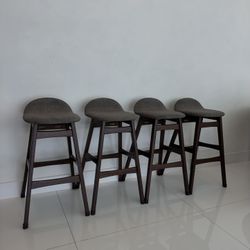 4 Linen Mid‑Century Style Bar Stools