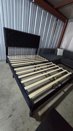 Queen black velvet bed frame