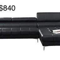 New Black Sectional Couch Only $50 Down Payment