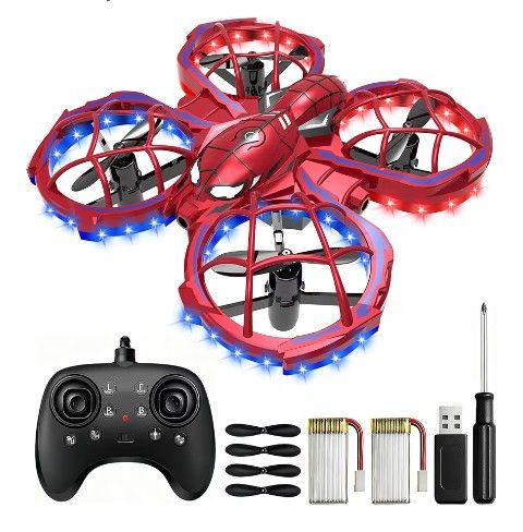 Spider Mini Drone for Kids Beginners - Throw to Go RC Quadcopter with LED Lights, 2 Batteries, Headless, 3 Speed Mode, 3D Flips, Obstacle Avoidance, I