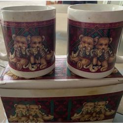 Darlington Farms Papa Bear Mama Bear Coffee Mugs  Old Stock Vintage 1992