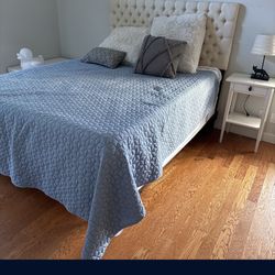 🎁FULL SIZE BED WHITE COLOR  :  BED FRAME, MATRESS, BOXSPRING 🎁