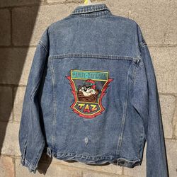 Mens size medium Harley Davidson Jean jacket denim Taz Warner bros acme clothing