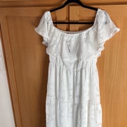 New White Long Summer Dress Size M