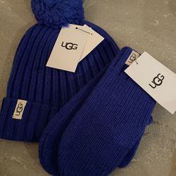 Ugg’s Kids Hat And Mitts Set Blue Age 4-6yrs