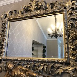 Very  Gorgeous Antique Wood Mirror 