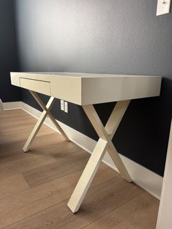 White X-Base Desk with Drawer