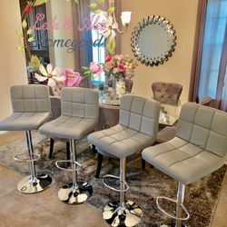 Gray $69 each Brand New in The Box Bar Stools Adjustable PU Leather Swivel Bar Chair Bar Chair Barstools 