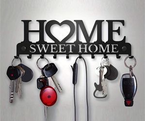 Wall Mounted Metal Key Holder Rack For Front Door, Kitchen, Office, Shop, Home And Car - Vintage Rustic Decorative Hanger With Multiple Hooks, Space-S
