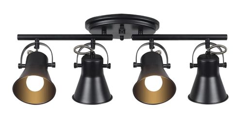 4-Light Track Lighting Kit,Black Semi Flush Mount Ceiling Light with 4 Rotatable Light Heads