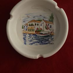 5 Inch Handmade In Greece Ceramic Greek White Pottery Greek Island Design Ashtray Imported From Greece (2 available)