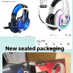 Gaming Headset for PS5, PS4, Xbox Series X|S, Xbox One, PC, Switch, Mac - RGB Over-Ear Headphones with 7.1 Surround Sound, Noise Cancelling Mic, 50mm 