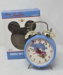 Vintage 1990s Disney's Aladdin "Moving Lamp" Double Bell Alarm Clock by Sunbeam in Original Box