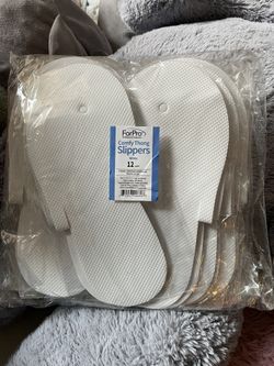 White Disposable Slippers 12 Pairs 