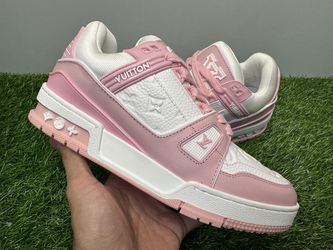 NO BOX] LOUIS VUITTON LV TRAINER PINK WHITE NEW SNEAKERS SHOES