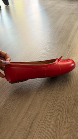Red Leather Ballet Tabi Flats