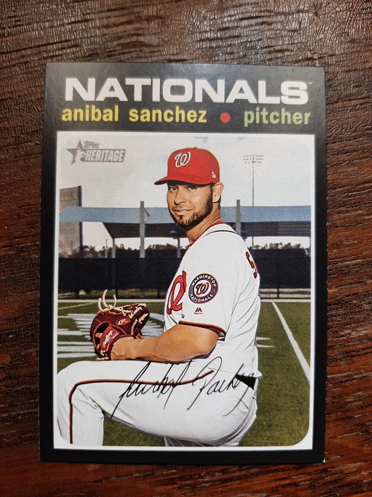 x1 2020 Topps Heritage #15 Anibal Sanchez Nationals Autographed Baseball Card