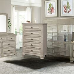 3pc Dresser With Mirror 5 Drawers Chest 1 Night Stand 