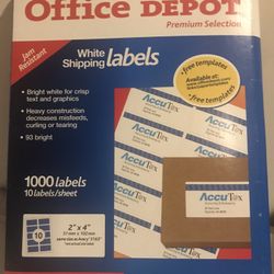 Office Depot Brand Inkjet/Laser Shipping Labels, White, 2" x 4", Pack Of 1,000