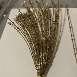 Gold Decorative Floral Picks Brand New