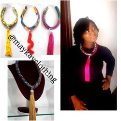 African necklaces with fringes down