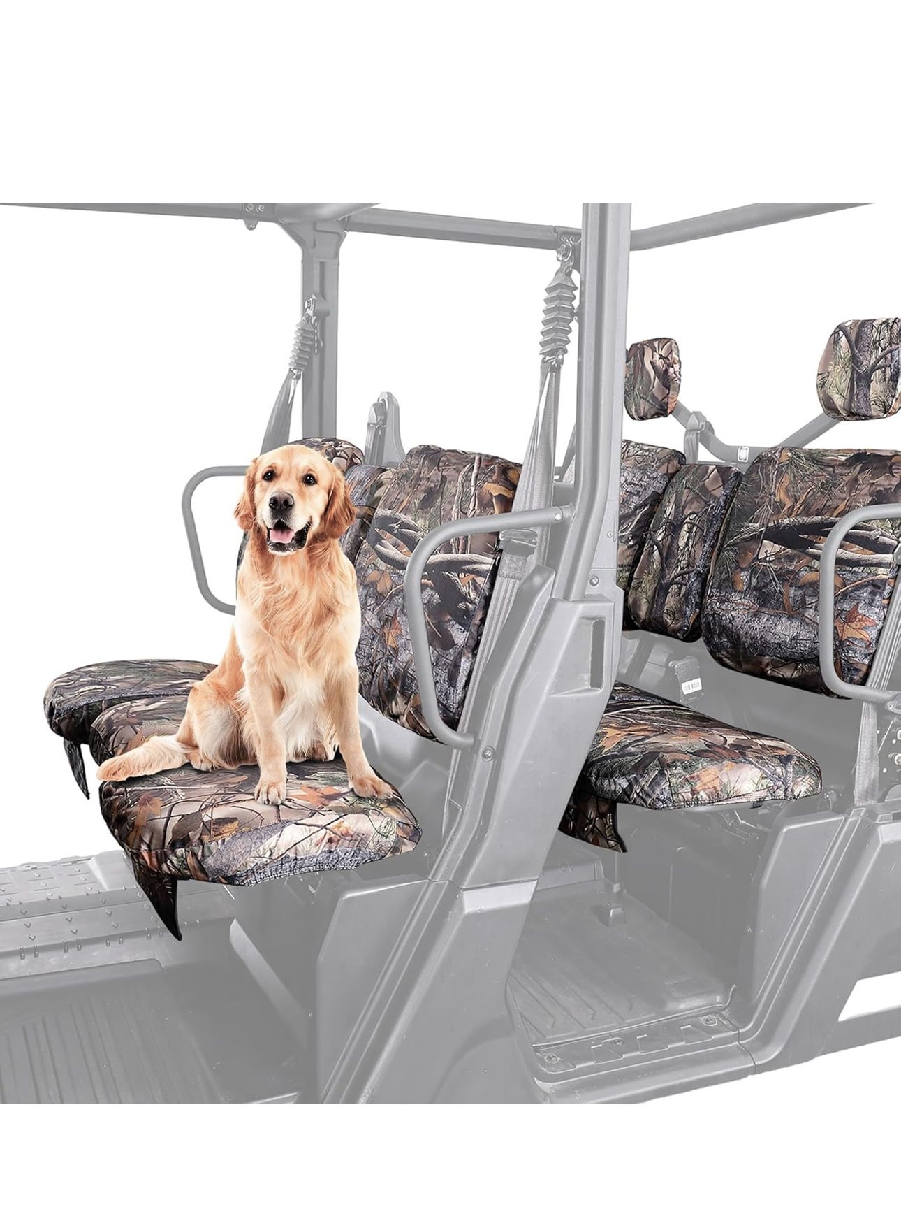 UTV Seat Covers Camo, Waterproof Repellent UTV Seat Cover Set w/Headrest Cover Compatible with Can Am Defender Front Two Doors Split Bench Se