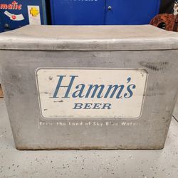Vintage Hamm's Beer Aluminum Ice Chest Cooler Mancave Old Tailgating