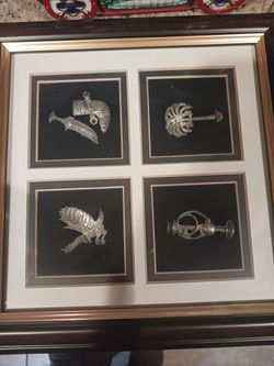 Small framed sets of 7 Sterling Silver 925 pendants