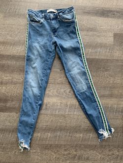 Zara Jeans with green Stripe