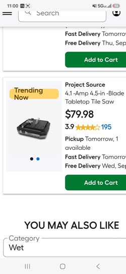 Project Source 4.1-Amp 4.5-in Tabletop Tile Saw