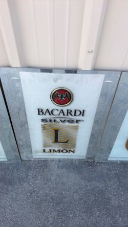 Bacardi silver liquor beer mirror sign vintage