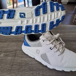 Footjoy Junior Kids Pro/SL Golf Shoes 2022 - White/Gray/Blue