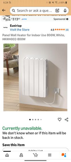 All White Electric Wall Heater 