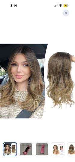 18” loose wavy hair topper blonde with dark roots